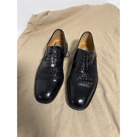 Mezlan San Juan Shoes Mens Size 9.5 Black Woven Leather Oxford Dress Formal main image 10